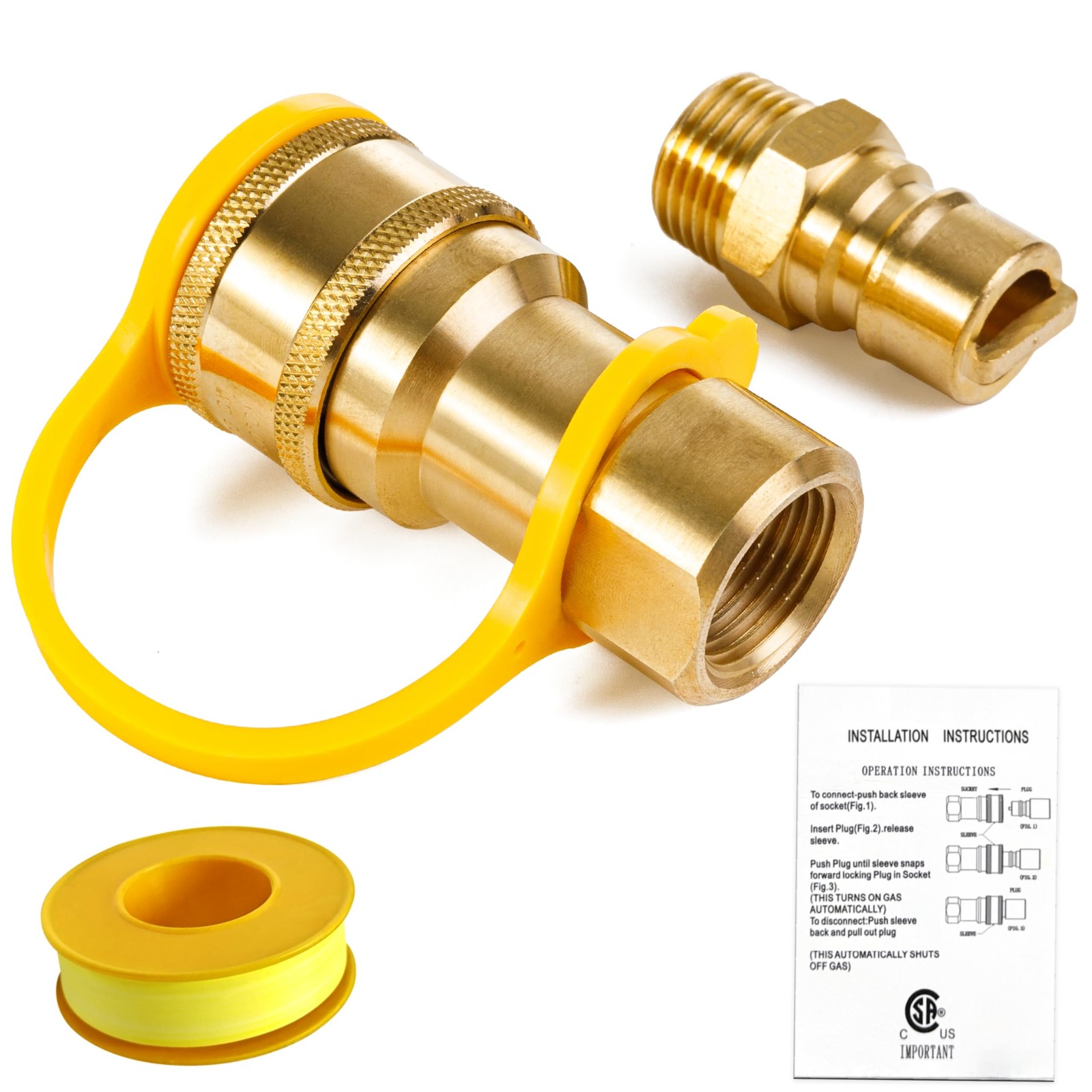 [100% Solid Brass] BlueStars 1/2 inch 2pcs Quick Connect Kit, As Pictured