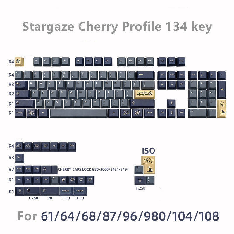 Stargazing Keycap Cherry Profile 134 Key  for 61/64/68/87/96/980/104 Keyboard