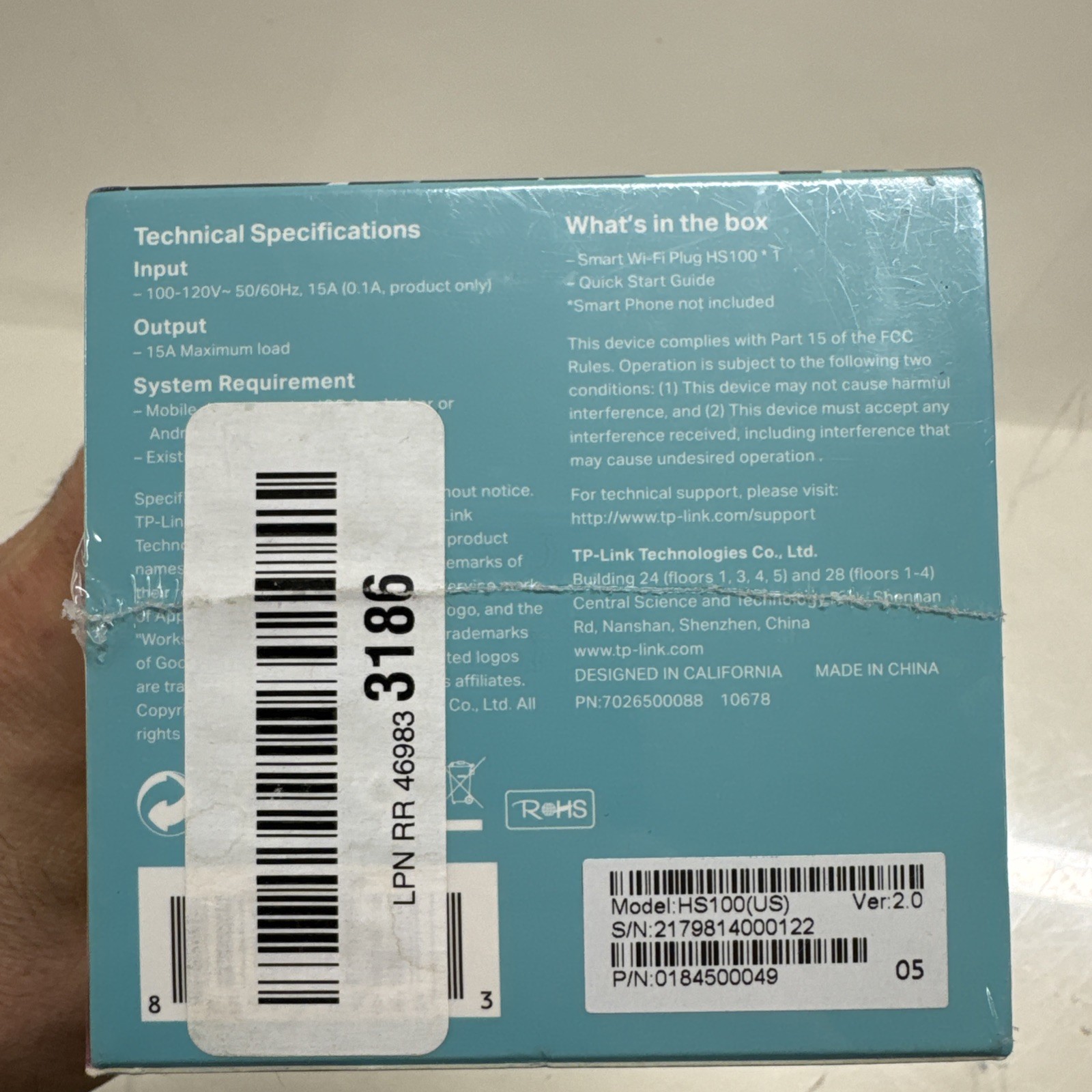 TP-Link - HS100 - Smart WiFi Plug - w/Google Assistant & Amazon Alexa NEW Sealed