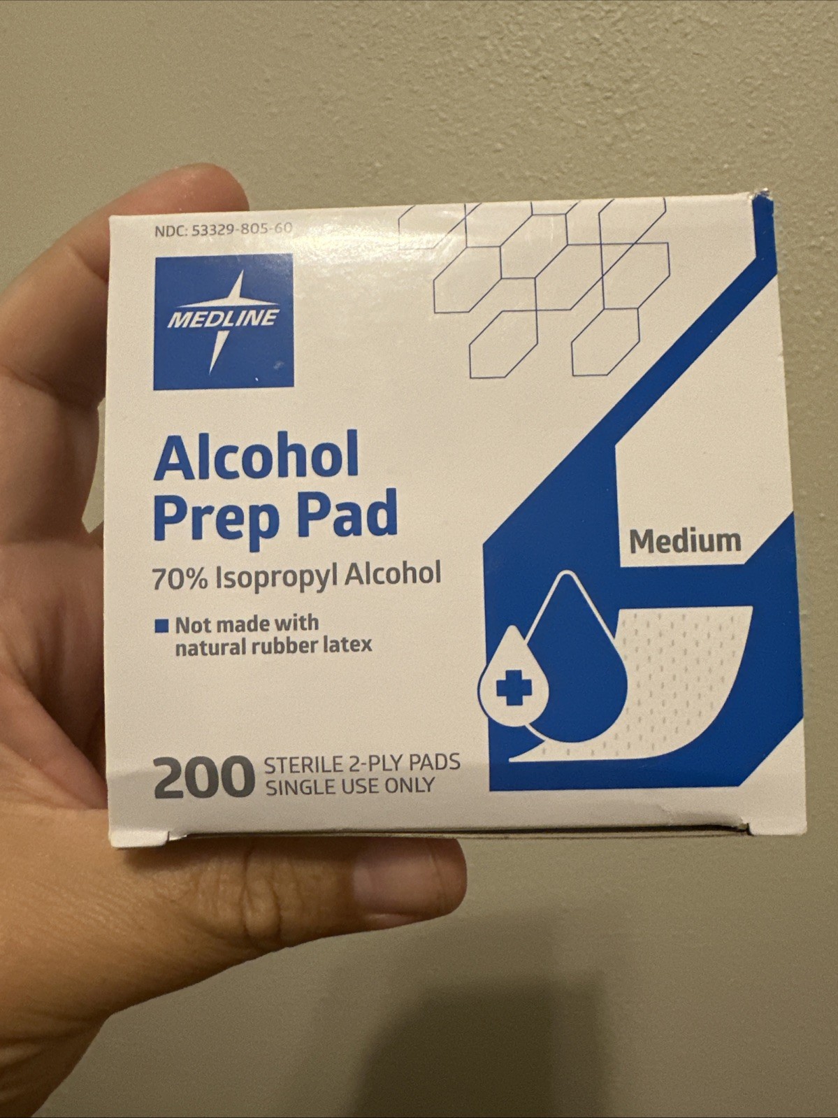 Medline Alcohol 200 Prep Pads Sterile 2-Ply Medium 70% Isopropyl Alcohol