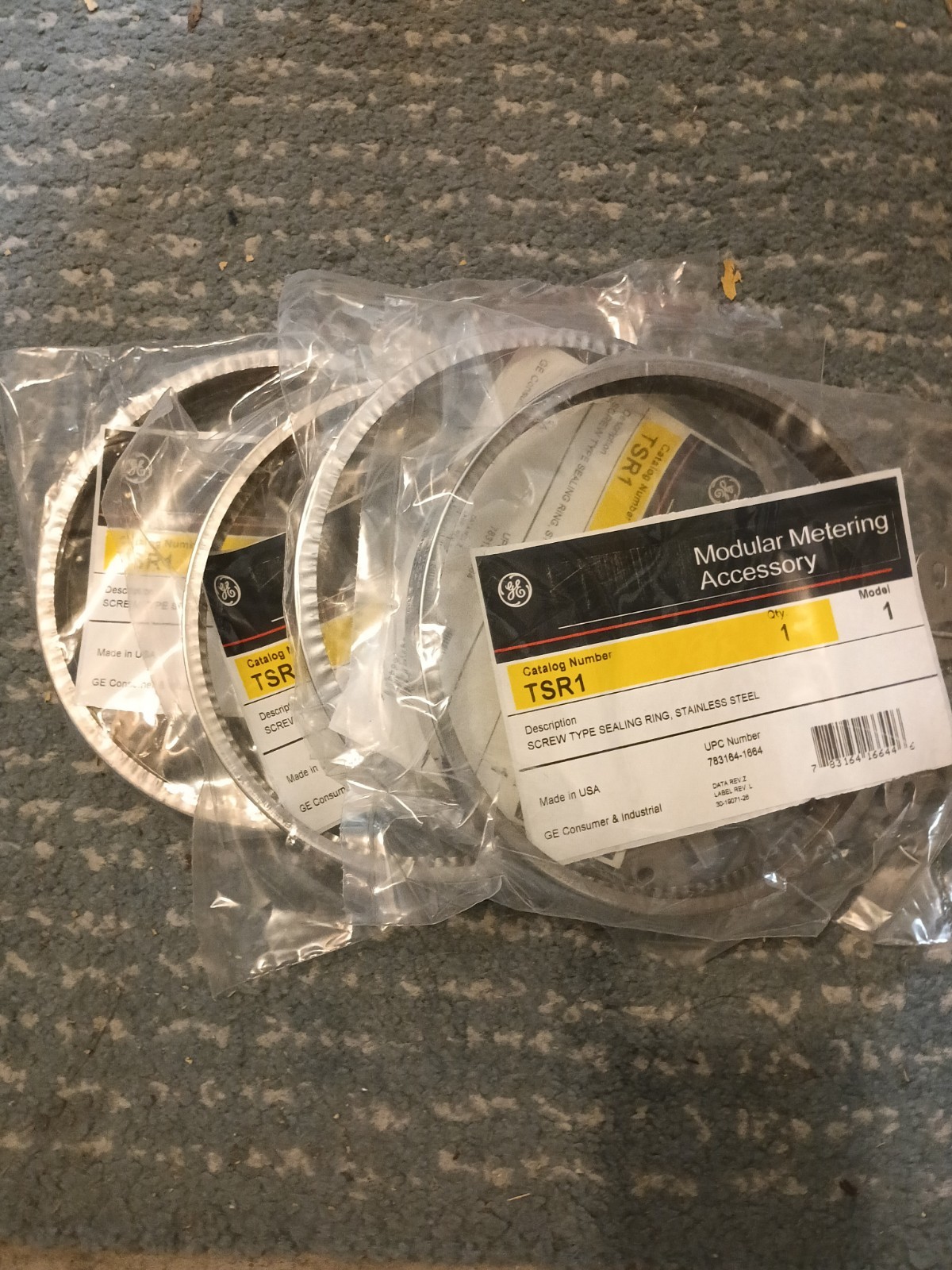 Lot of 4 GE TSR1 Screw Type Meter Sealing Ring, Stainless Steel
