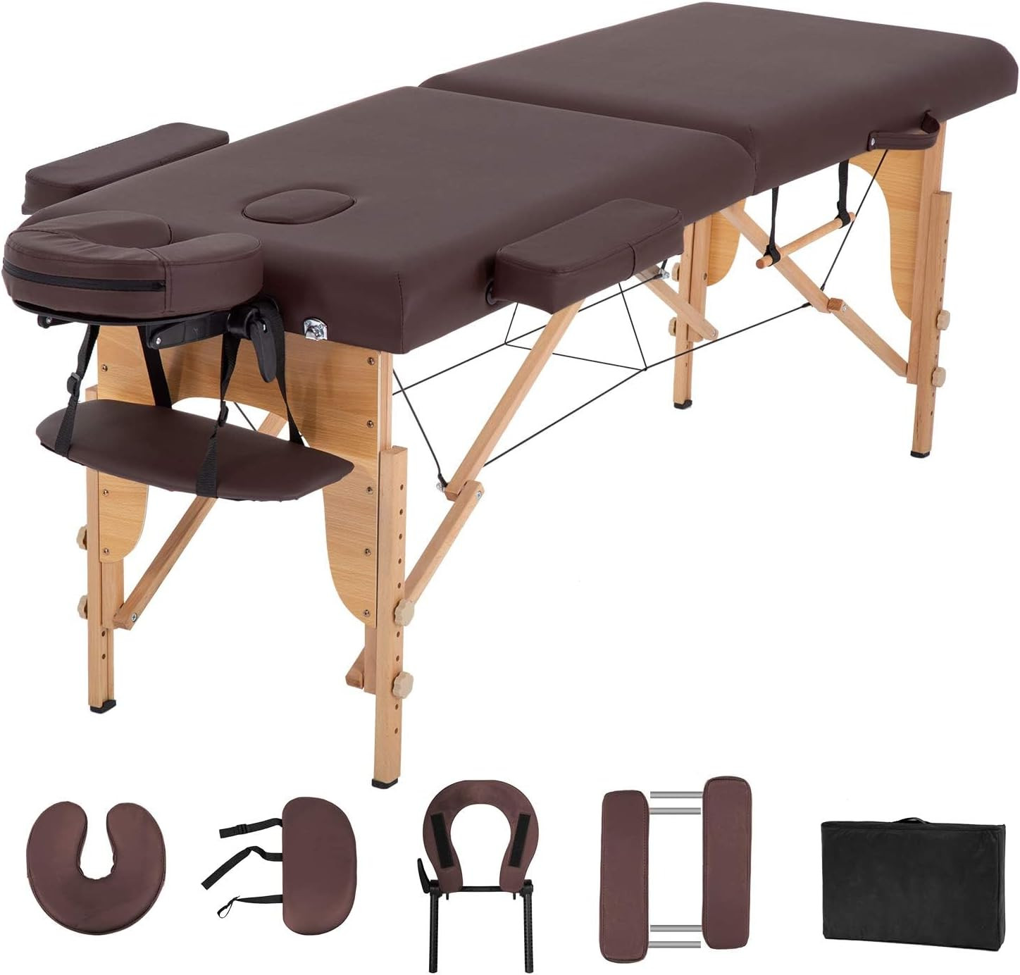 Massage Table 24 Inch Wide Folding Portable Spa Bed Brown BestMassage Adjustable