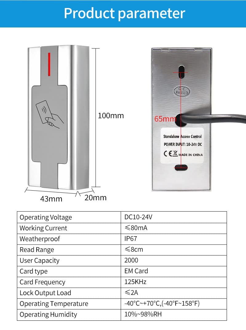 Access Control RFID Reader,Waterproof System,Access Silver