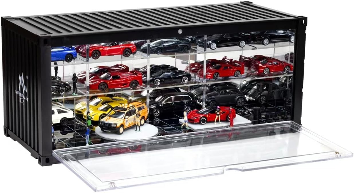 Car Display Case 16 Acrylic LED Light 1/43 Model Diecast 1/64 Garage Box Cabinet