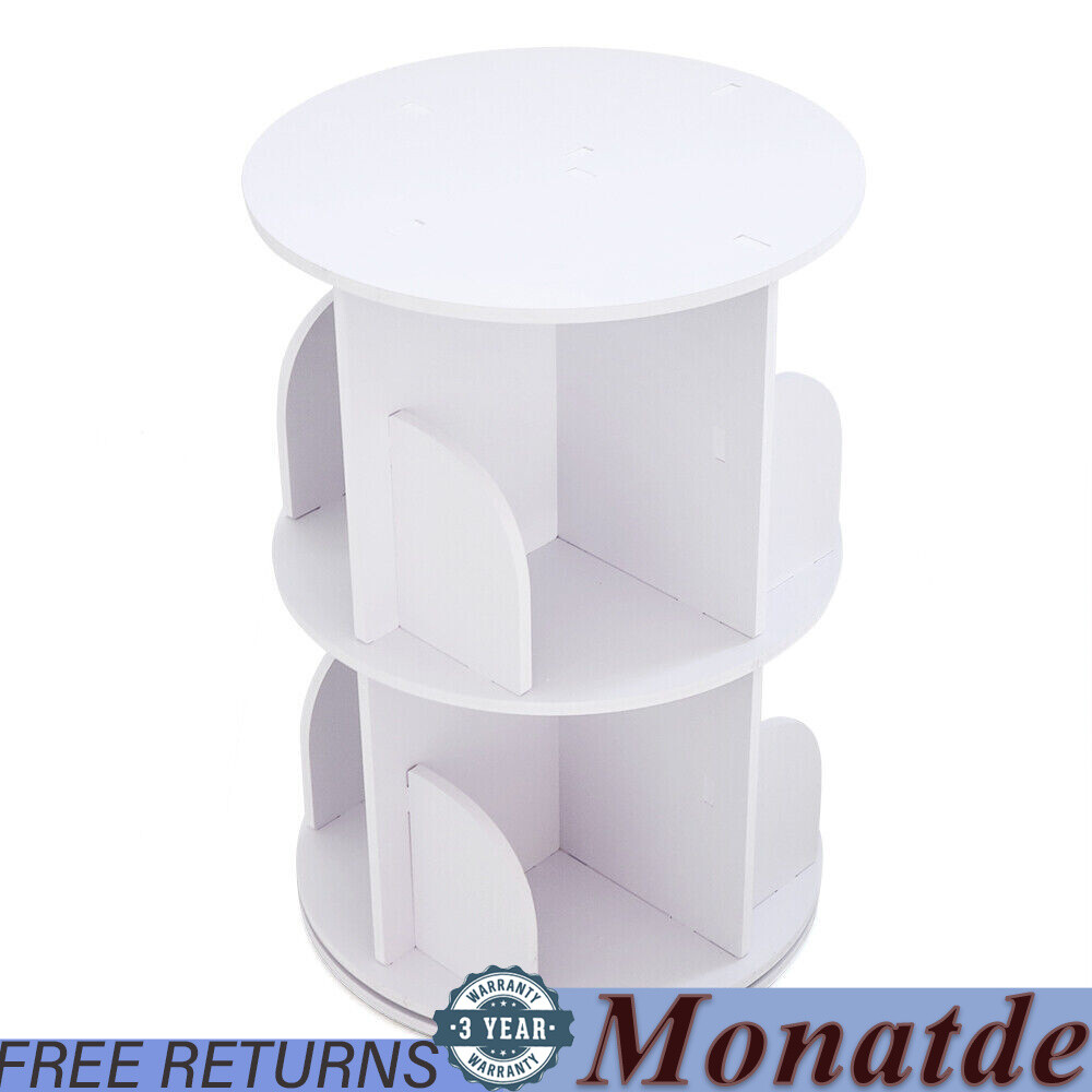 360° 2-Layer Rotating Bookshelf Bookcase,Freestanding Storage Shelf Display Rack
