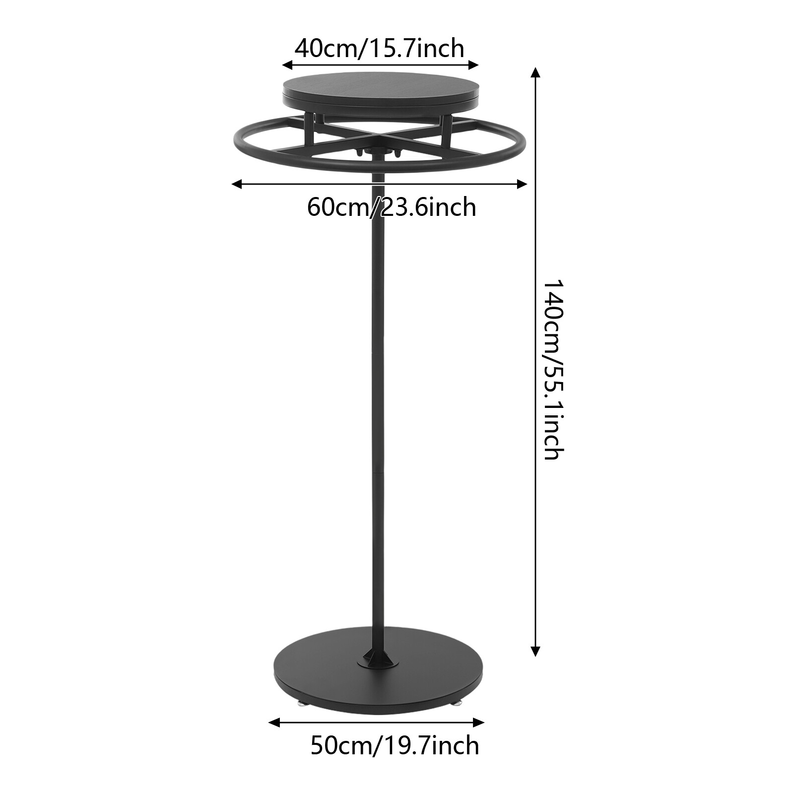 Round Clothing Rack Floor Standing Clothes Hanging Rack Garment Display black