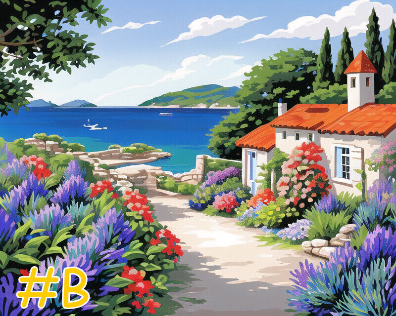 Beautiful Mediterranean Scenery Printed Needlepoint Canvas #FA05-2