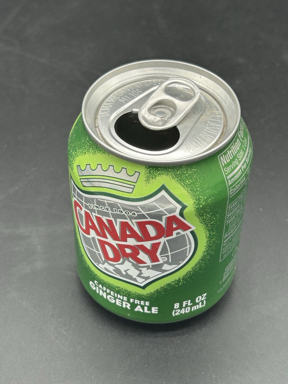 Canada Dry 8 oz 240 mL Aluminum Opened Can Caffeine Free Ginger Ale