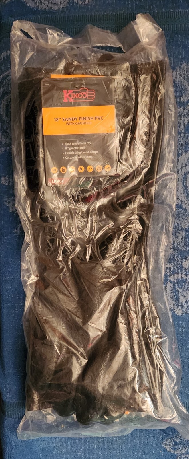 3 Pairs Kinco 7188 18" Sandy Finish PVC with Gauntlet Size Large