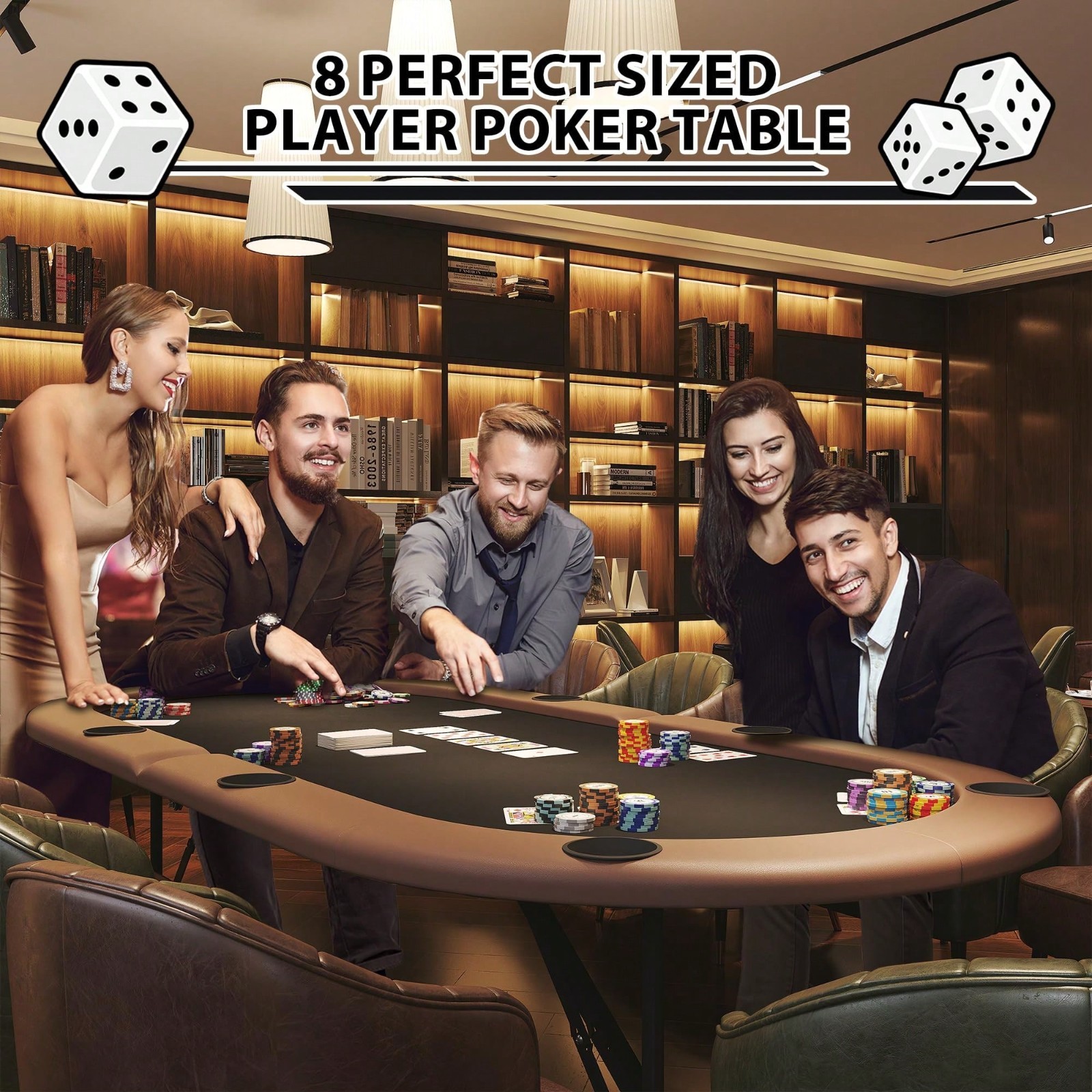 Meiyiu 71" Oval Poker Table 8 Player Foldable Texas Holdem Blackjack Table NEW