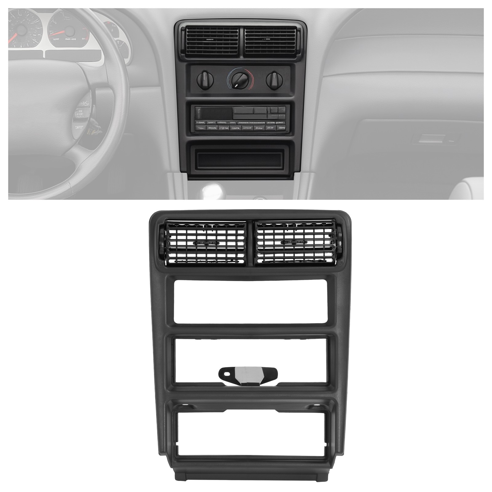 For 1994-2000 Ford Mustang Stereo Radio Single Din Center Dash Trim Bezel Black
