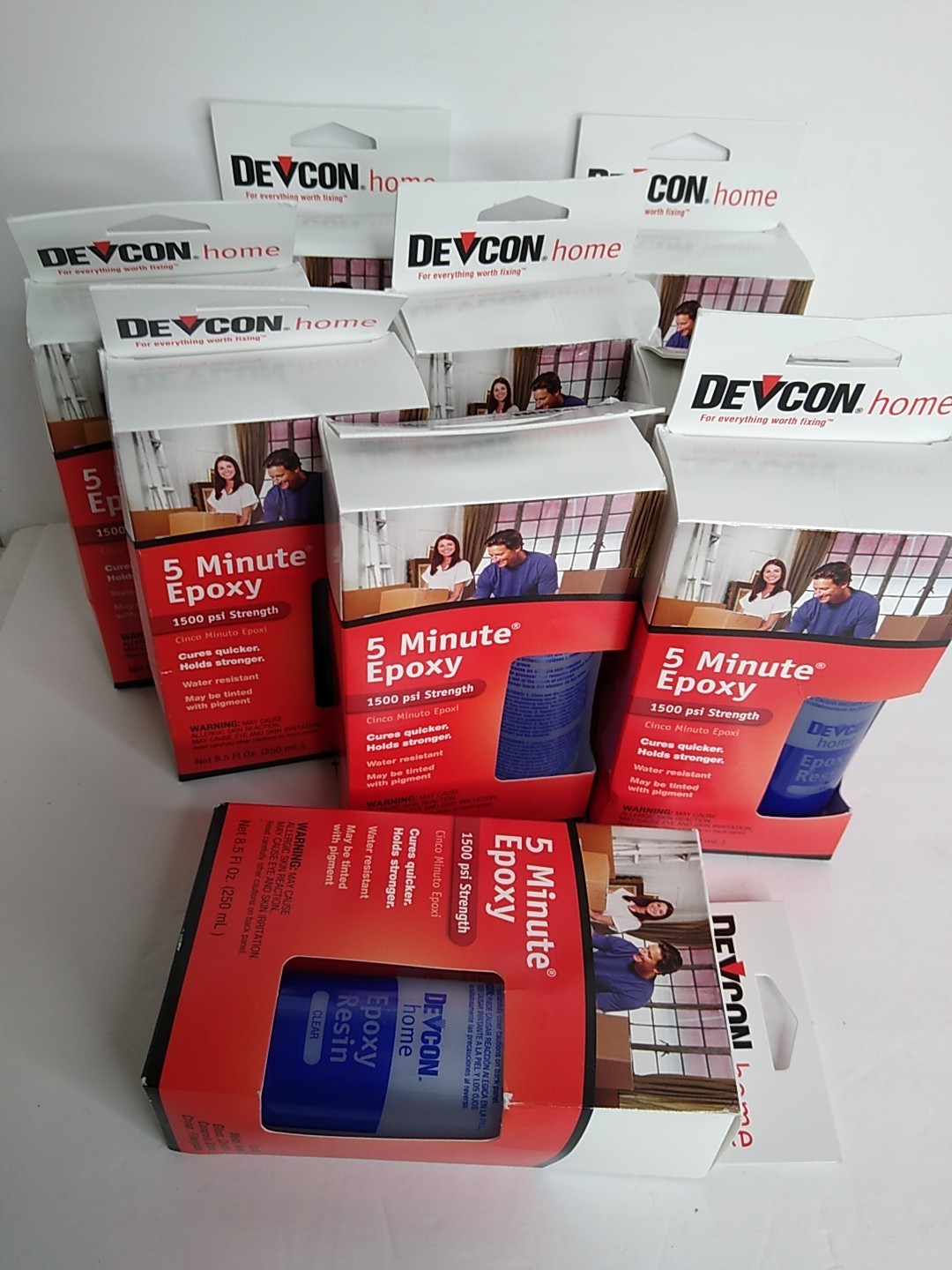 9x Devcon 8.5 oz 5 Minute Epoxy 20945 1500 psi Strength Quick Cure