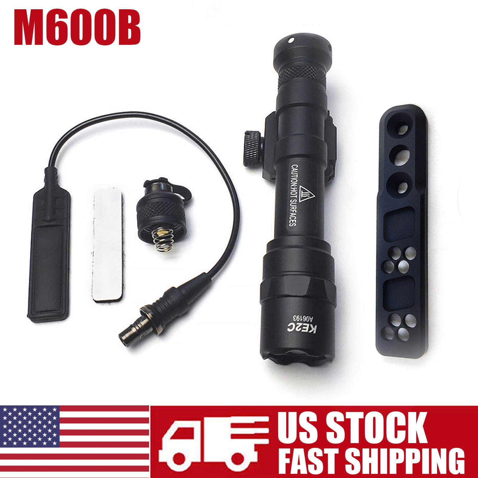 Tactical Picatinny Flashlight M600B with Remote Pressure Switch + Mlok Mount US