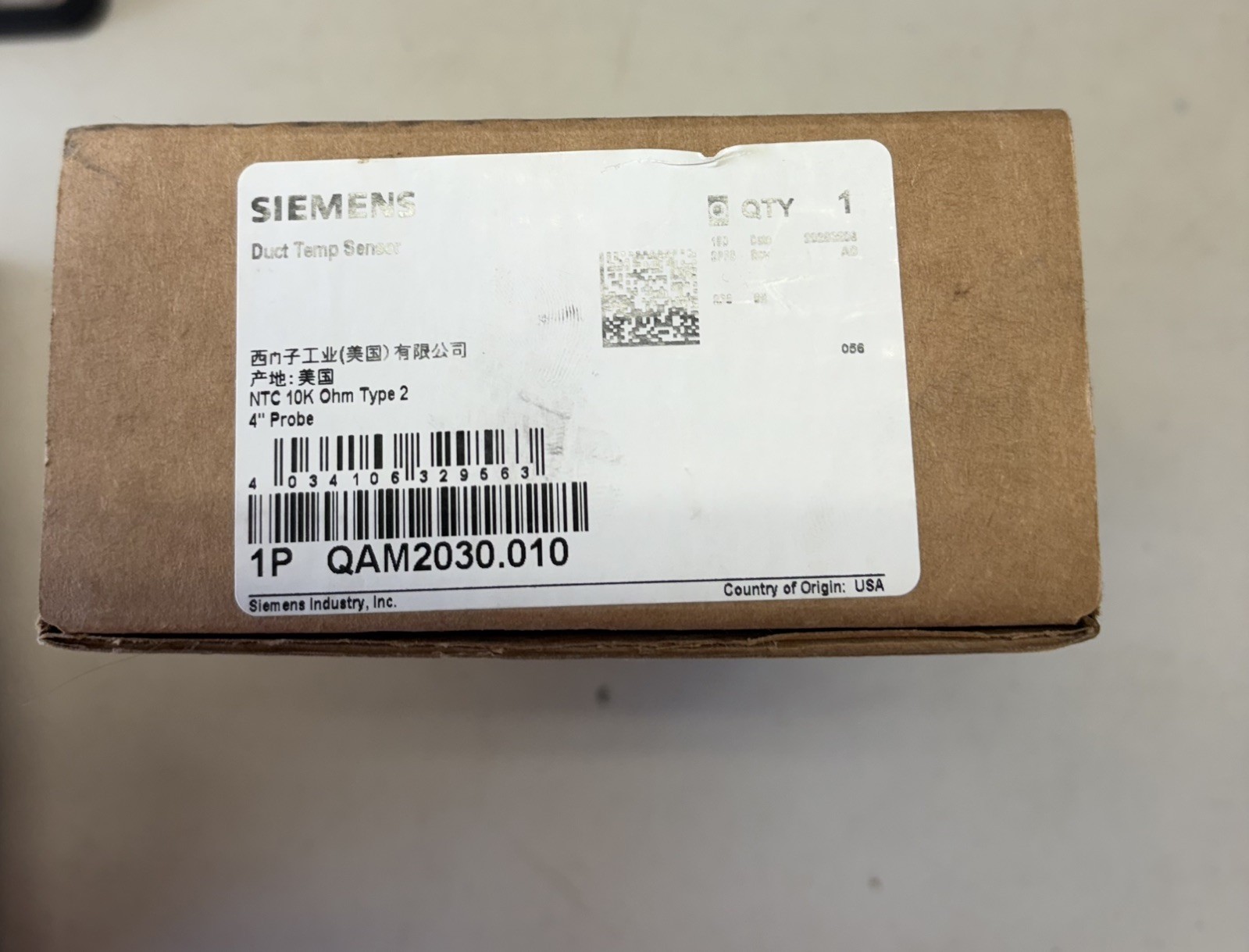 Siemens Duct Temp Sensor 1P QAM2030.010 BRAND NEW ORIGINAL PACKAGING