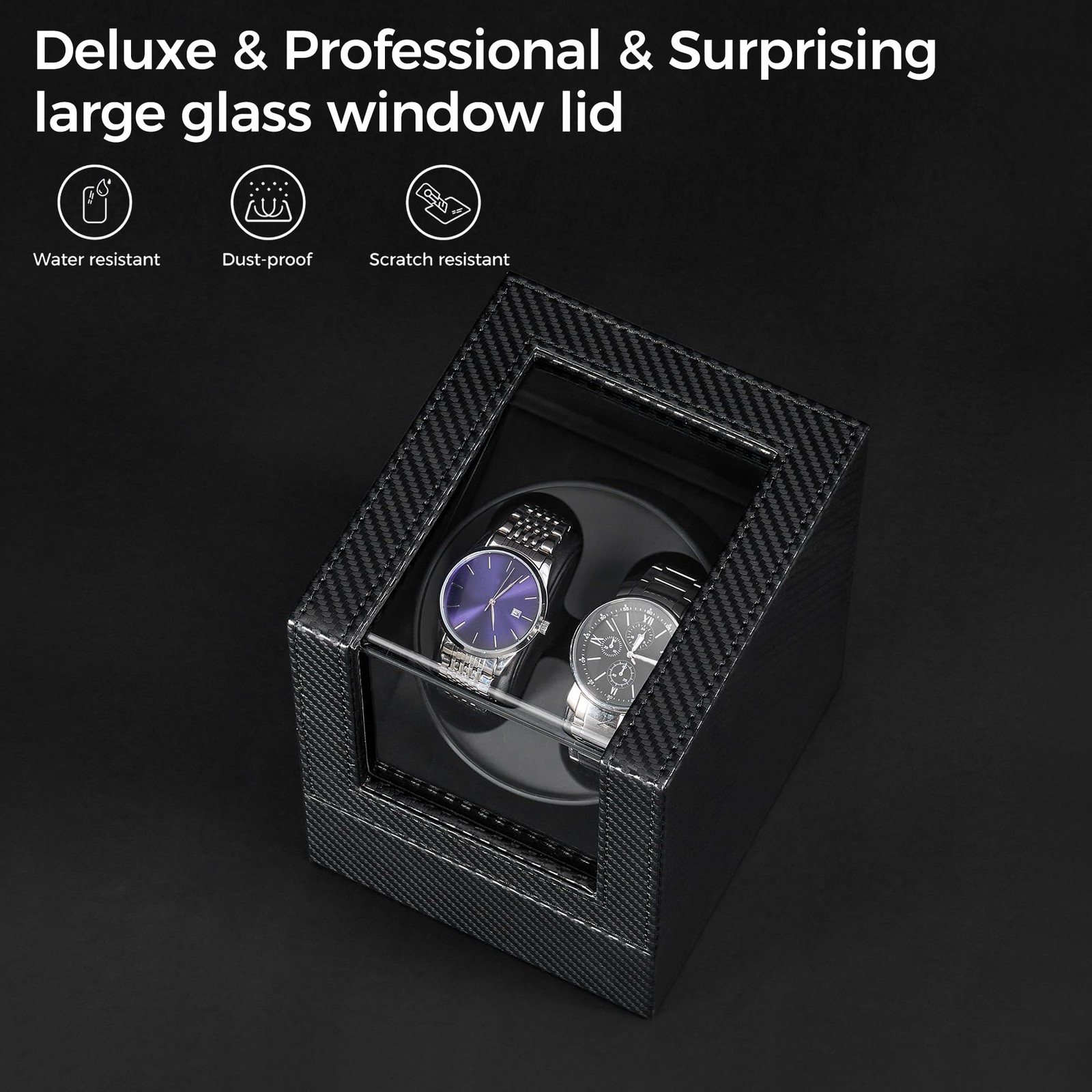 Automatic Watch Winder with LED Light - Double Watch Spinner, Quiet Motor,