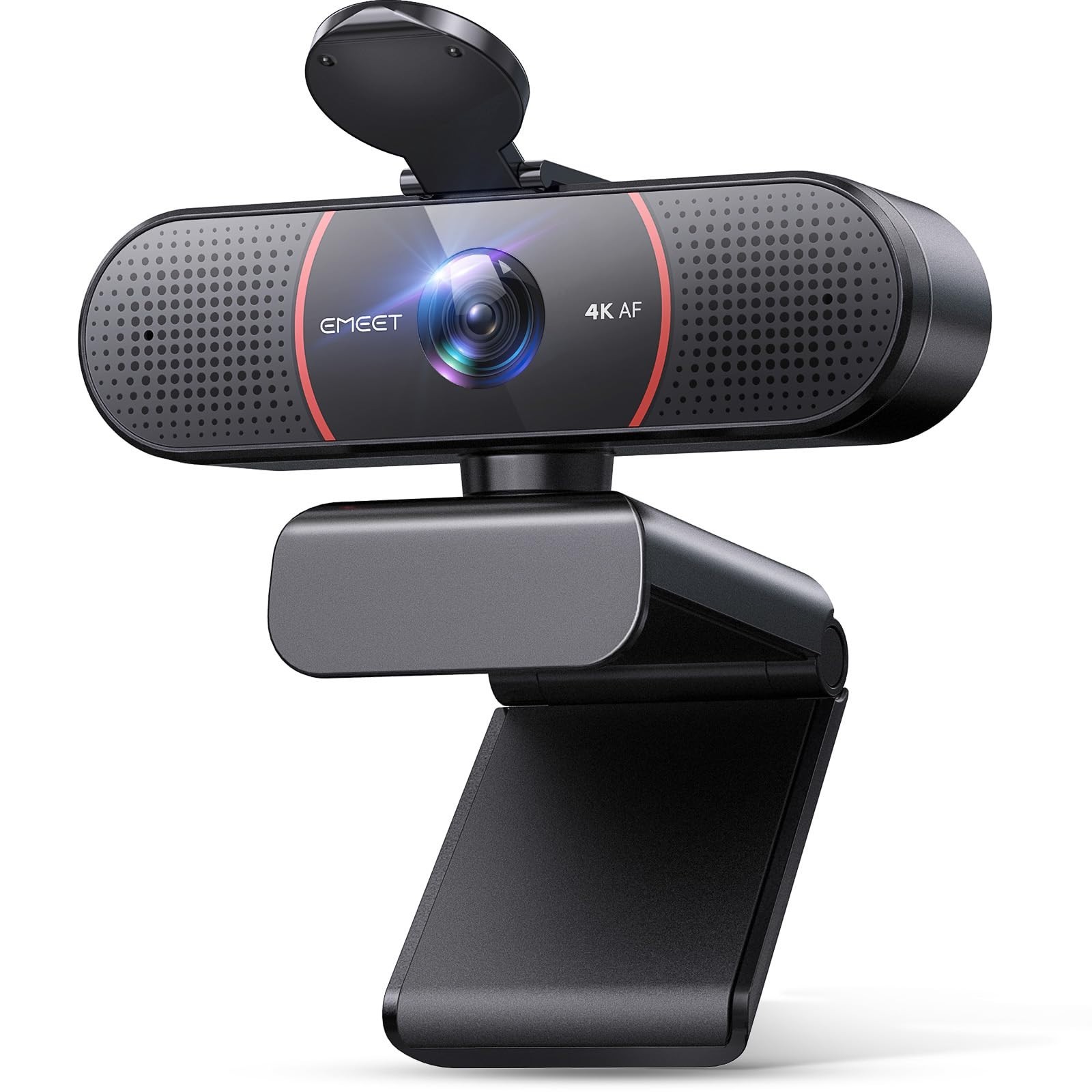 4K Webcam with Auto Focus, Dual Mics, Privacy Cover, USB Plug & Play for Zoom/Te