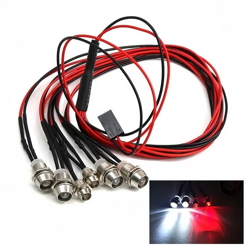 8PCS LED Light Kit for 1/8 1/10 HSP Redcat RC Car Truck SUV Red and White
