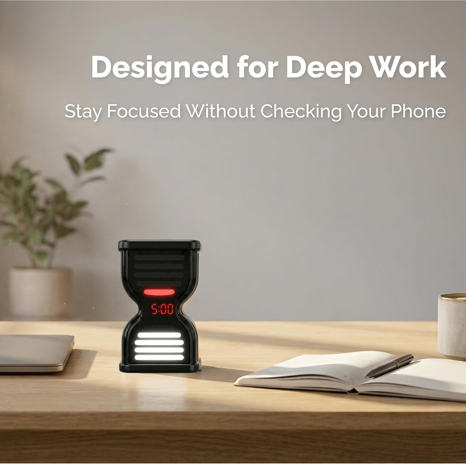Pomodoro Timer for Productivity, Visual Countdown with Light Flow, Flip Timer 25