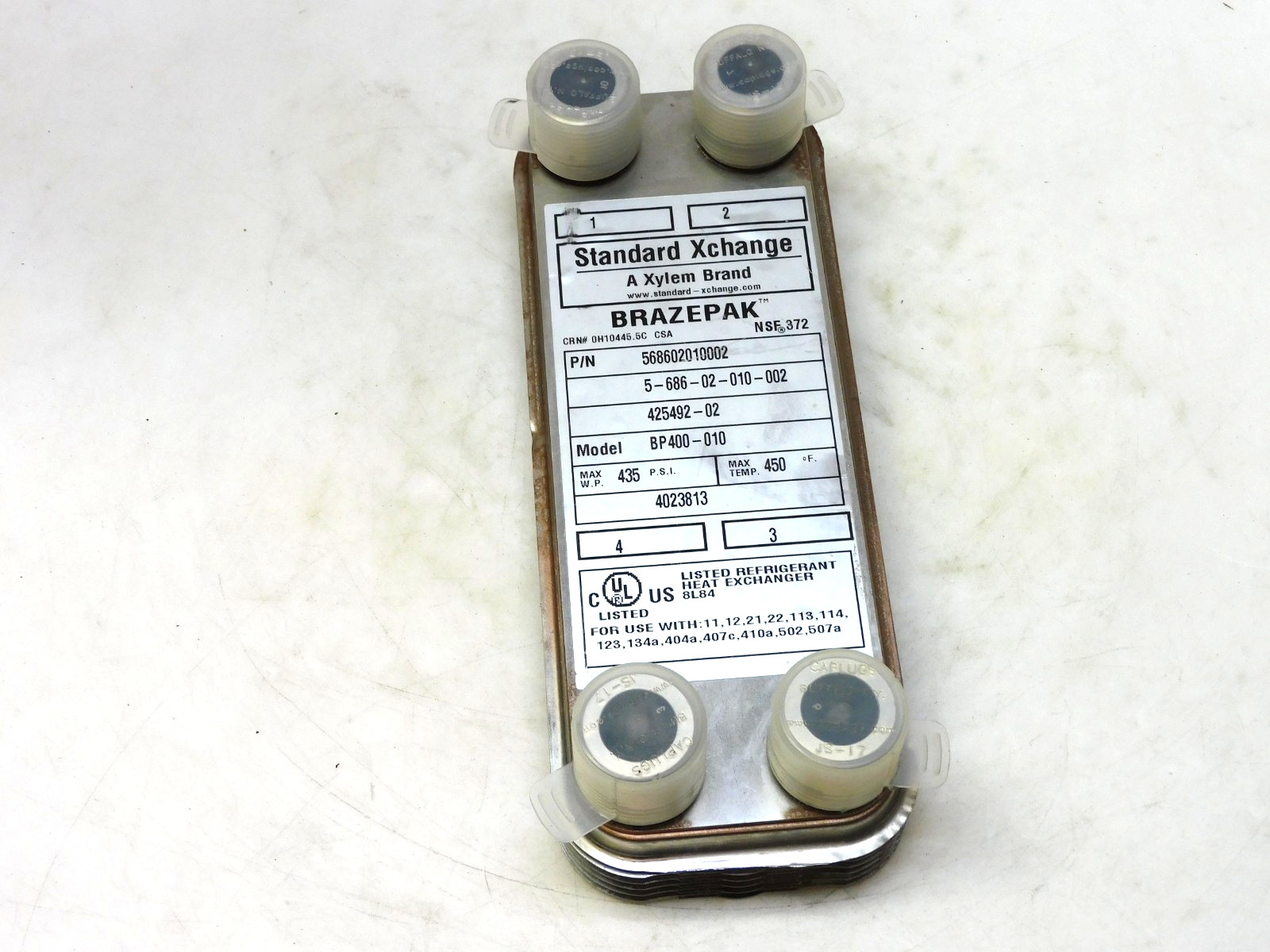 Standard Xchange BP400-010 Brazed Plate Heat Exchanger 568602010002 3/4" npt