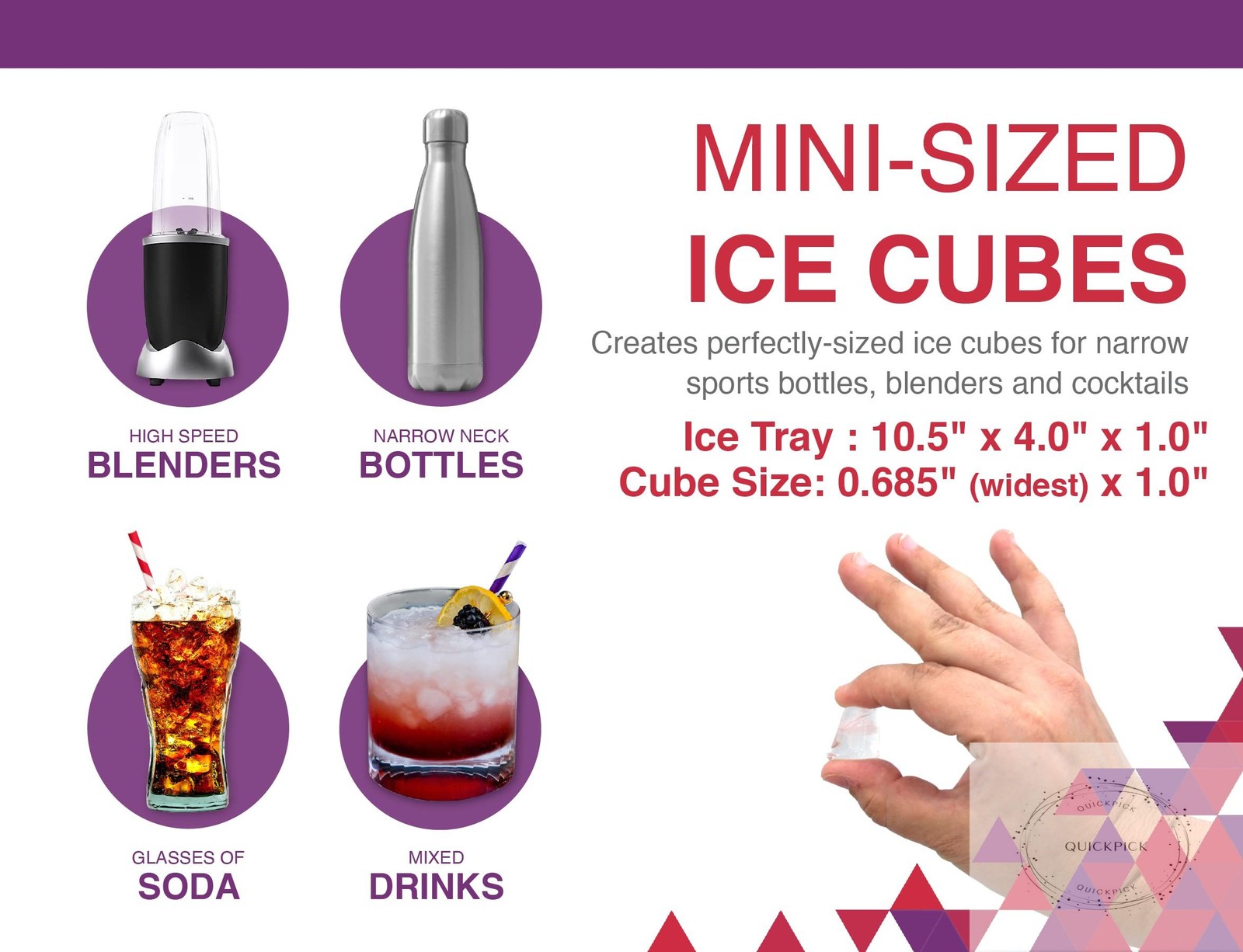Arrow Mini Ice Cube Trays, 3pk - 60 Mini Spaces Per Tray - Easy to Use Stackable