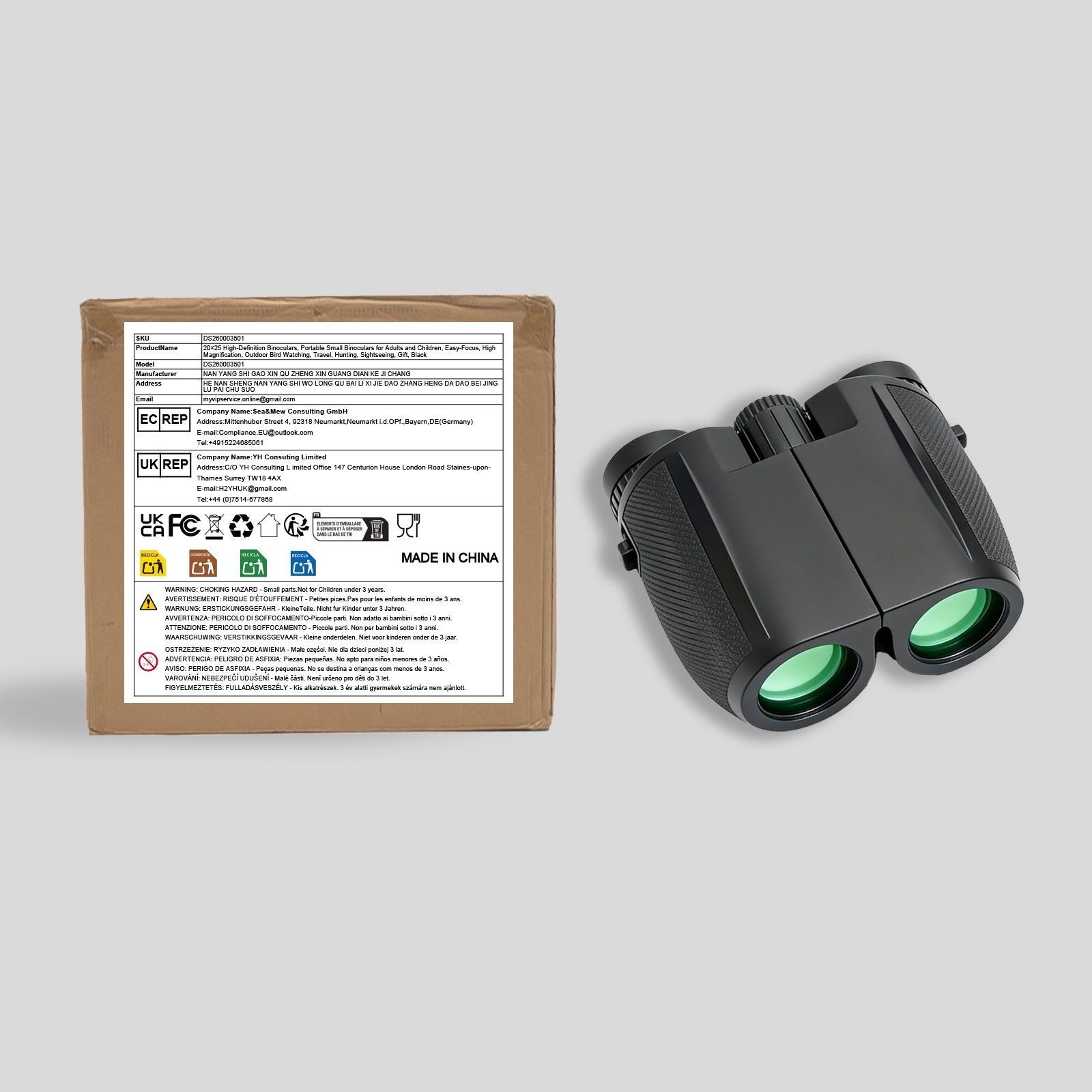 20x25 Compact Binoculars, Portable High-definition Binoculars, Easy-focus Binocu