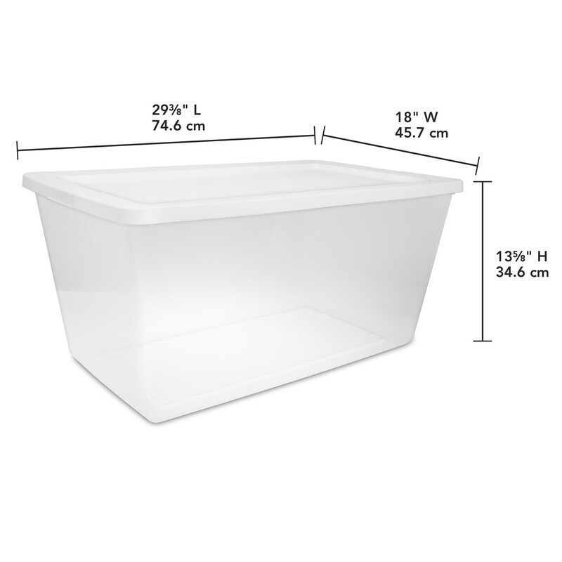 2 Pack 90 Quart Clear Plastic Storage Bin Snap On Lid Stackable Organizer New