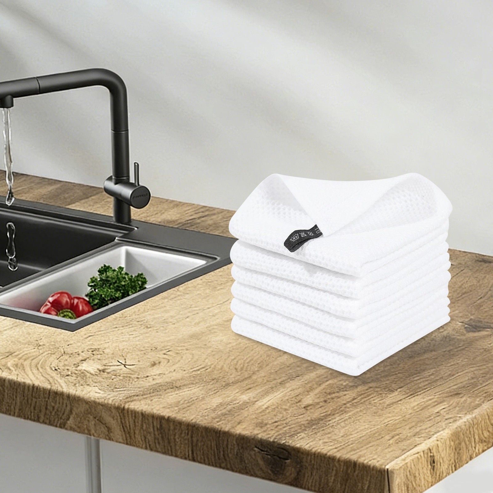 100% Cotton Waffle Weave Kitchen Dish Cloths, Ultra Soft Absorbent Quick Drying