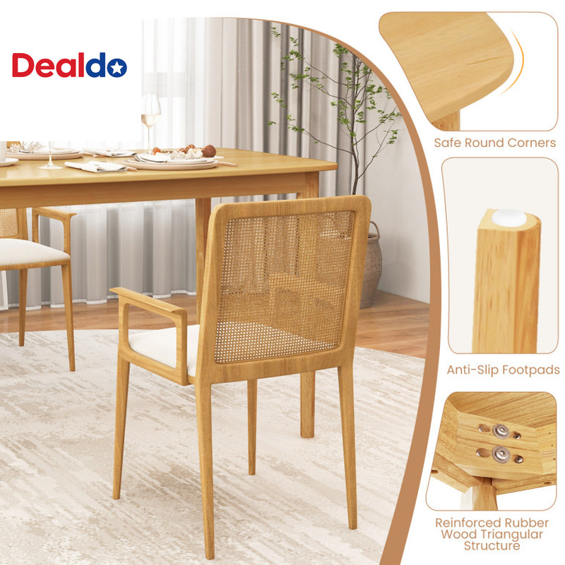 48 Inch Solid Wood Dining Table with Rubber Wood Supporting Legs for Kitchen Din