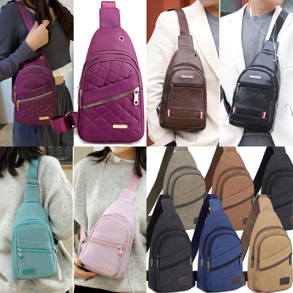 "Low Price"Mens Womens Sling Bag Chest Packs Cross Body Travel Shoulder Backpack