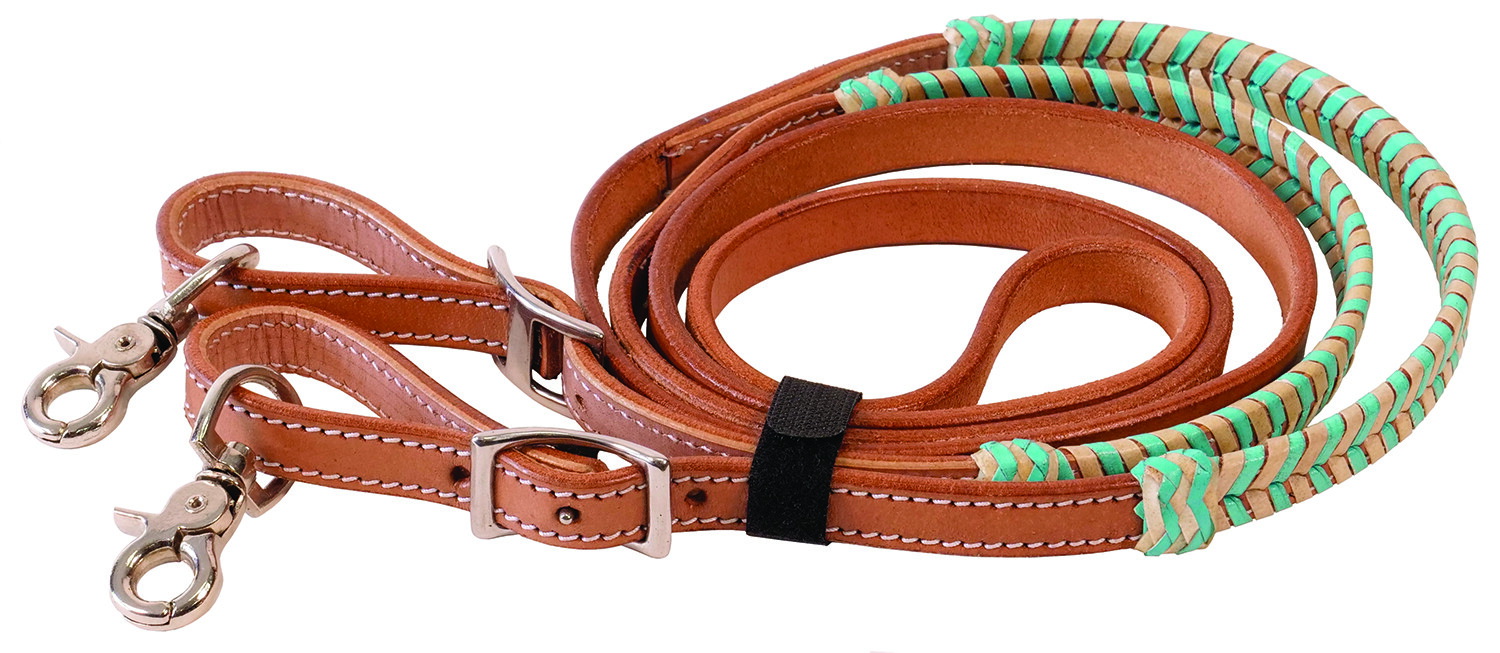 Buffalo Leather Laced Single Reins Natural Leather