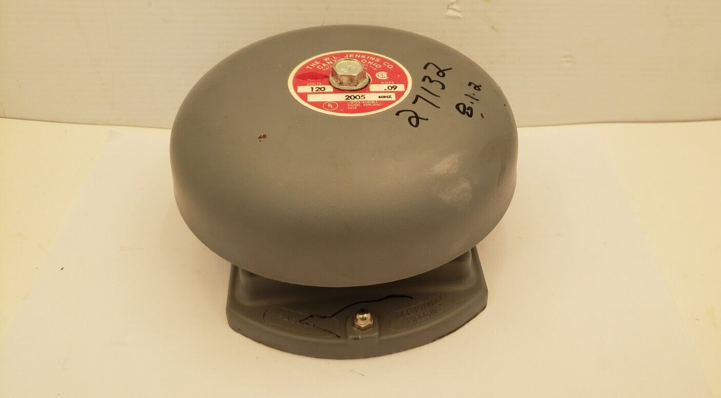 W.L. JENKINS CO. 2005 ALARM BELL, 120V, .09 AMPS, 6" DIAMETER, GRAY