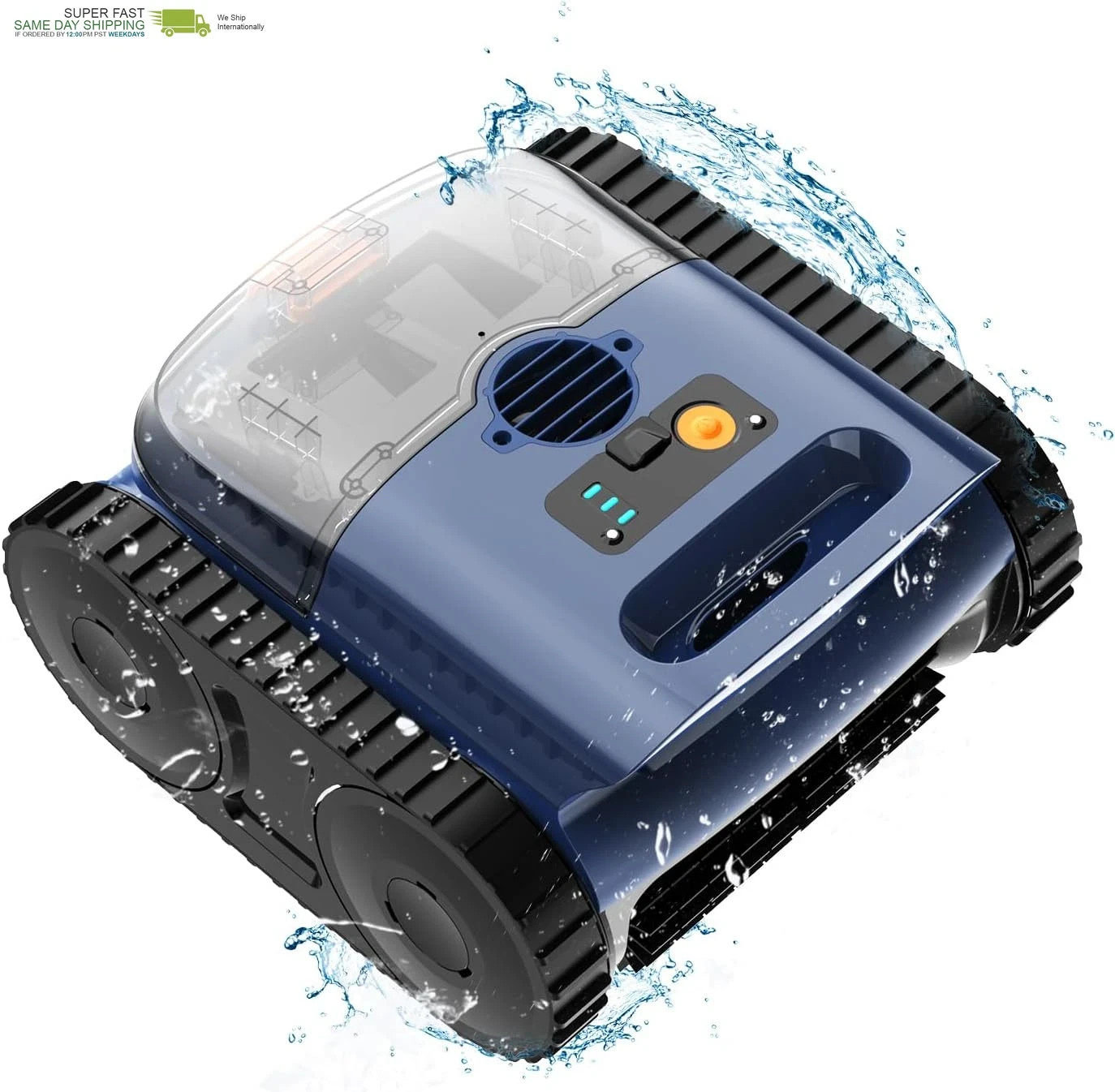 Cordless Robotic Pool Vacuum with Sonar Navigation & Track Drive  Wall Climbing
