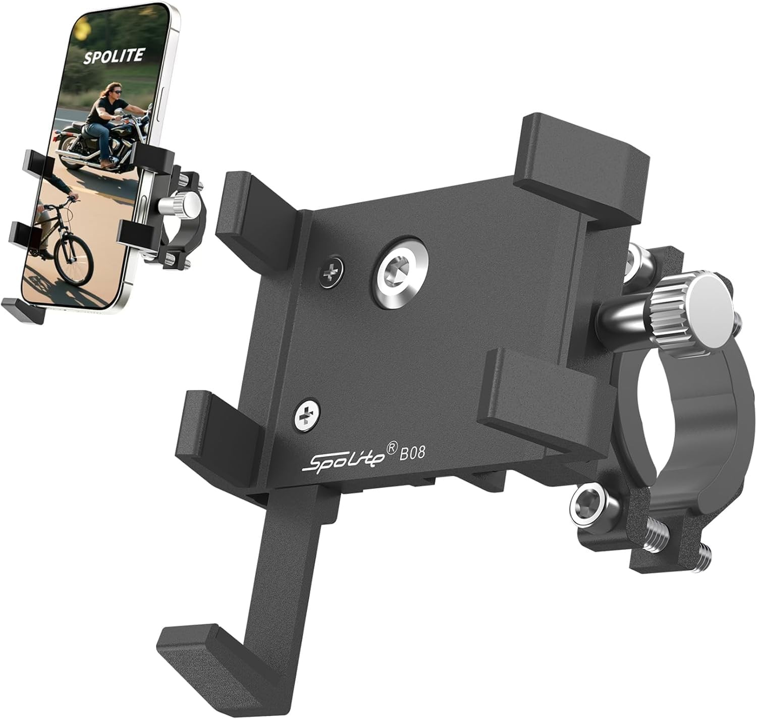 Aluminum Phone Holder for Bike–Universal Bike Cell Phone Holder Fits All Phone