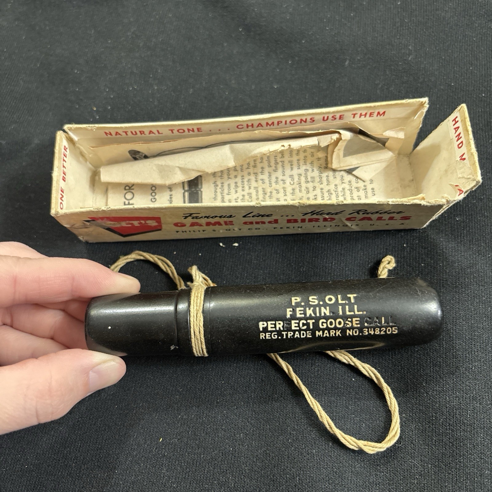 Vintage P. S. Olt A-5 KEY HOLE Goose Call Pekin, Ill. Reg. Trade mark No. 348205
