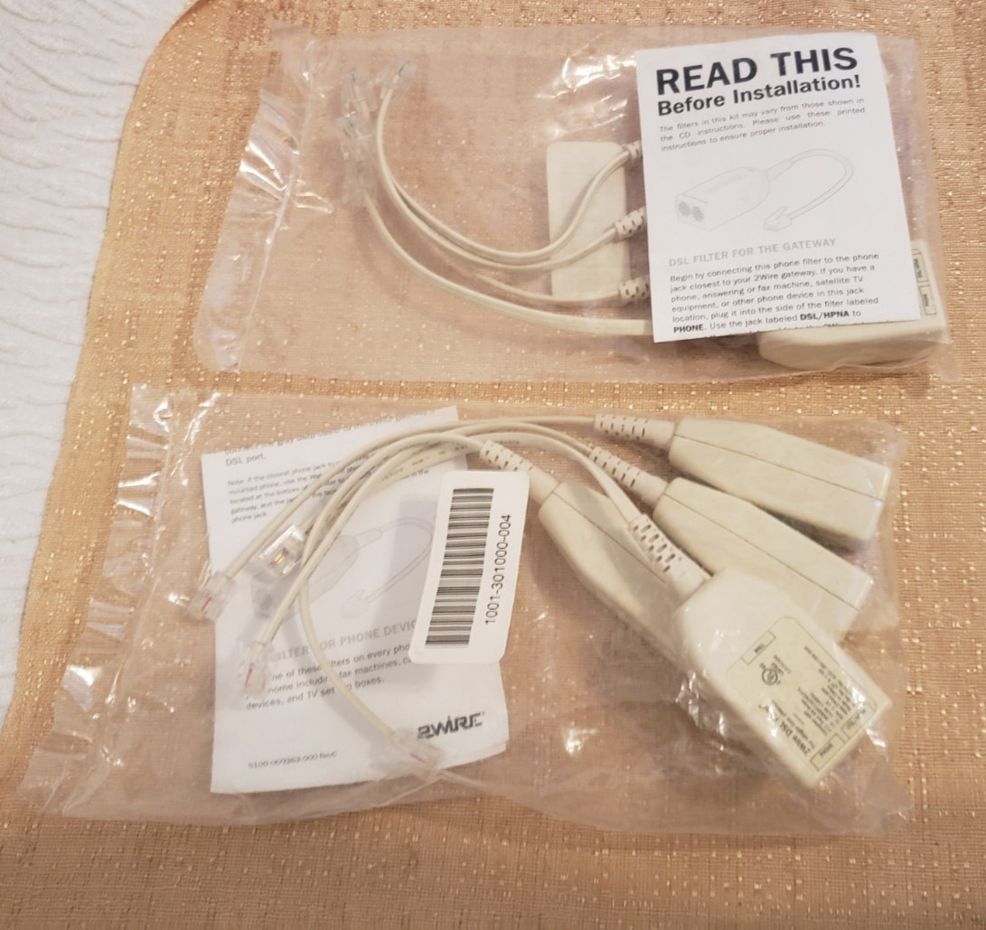 2 New 4 Piece Sets of 2Wire DSL Filters for Single Line Phones