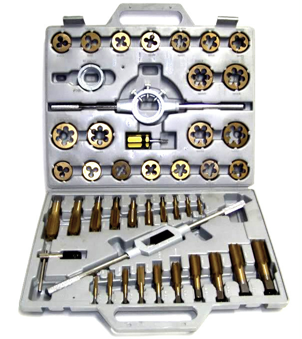 45 pcs Tap and Die Set Metric Titanium Heat Treated Tungsten Steel Construction