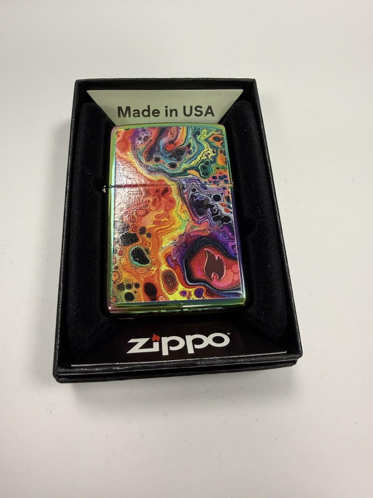 GENUINE Zippo SPECTRUM Lighter MOLTEN BUBBLES & FLAME Multi Colour NEW IN BOX