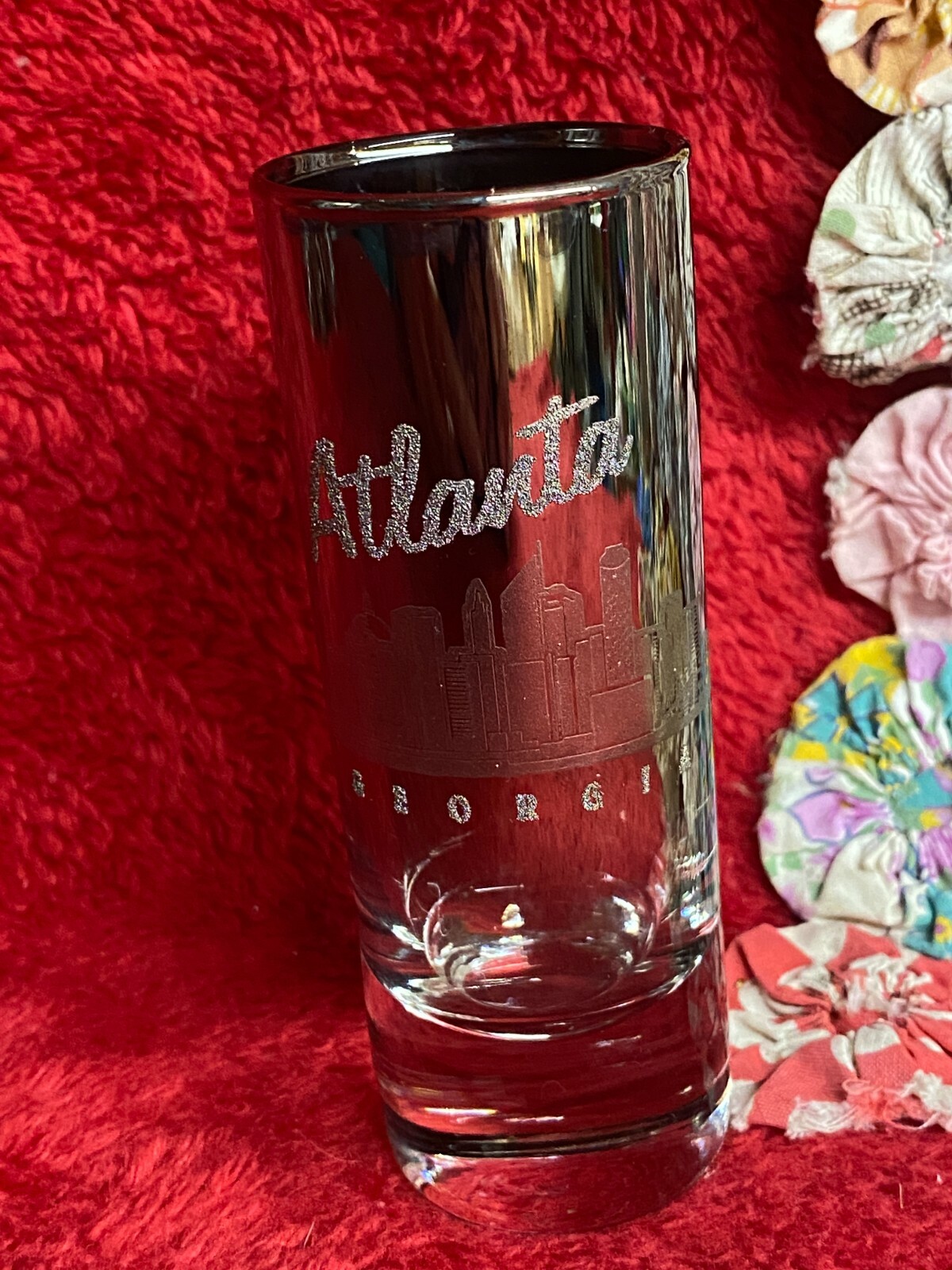 Atlanta Georgia Tall Shot Glass Smoky Mirror Silver Design