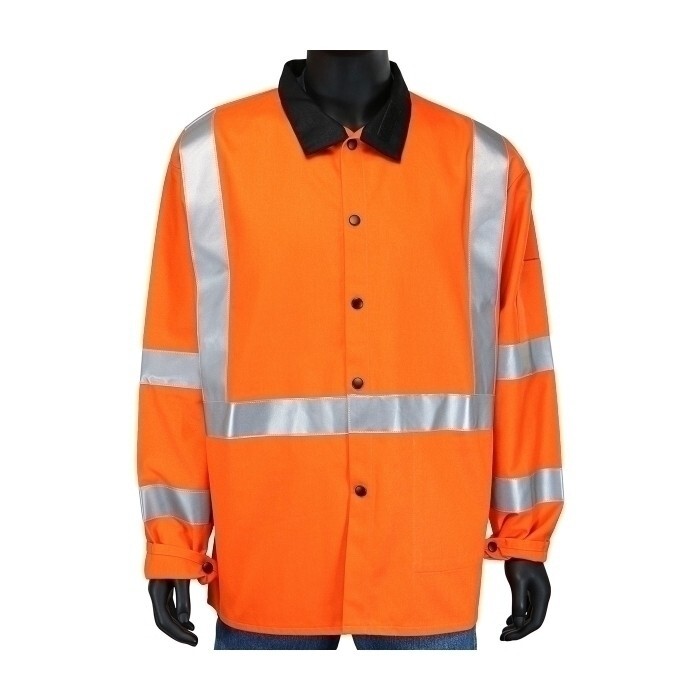 Ironcat 7060/L Irontex 7060 Flame Retardant Welding Jacket Hi-Viz Orange Large