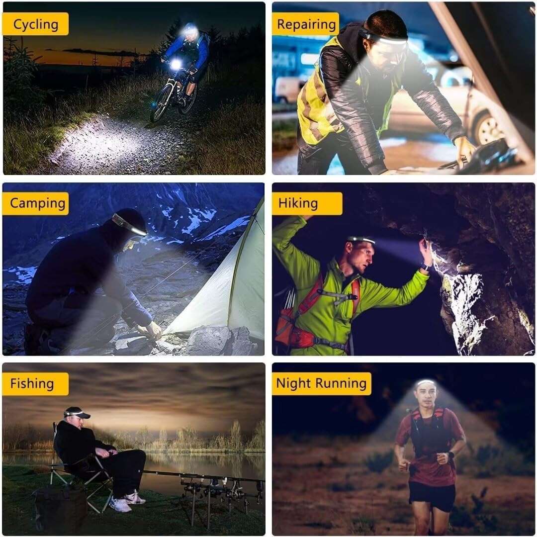 LED Headlamp with Motion Sensor - Camping Accessories 2 Pack