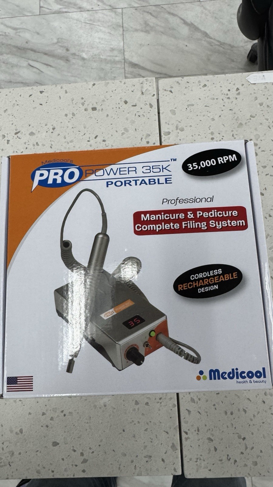Medicool Pro Power 35K Portable Rechargeable Nail File & Drill Silver