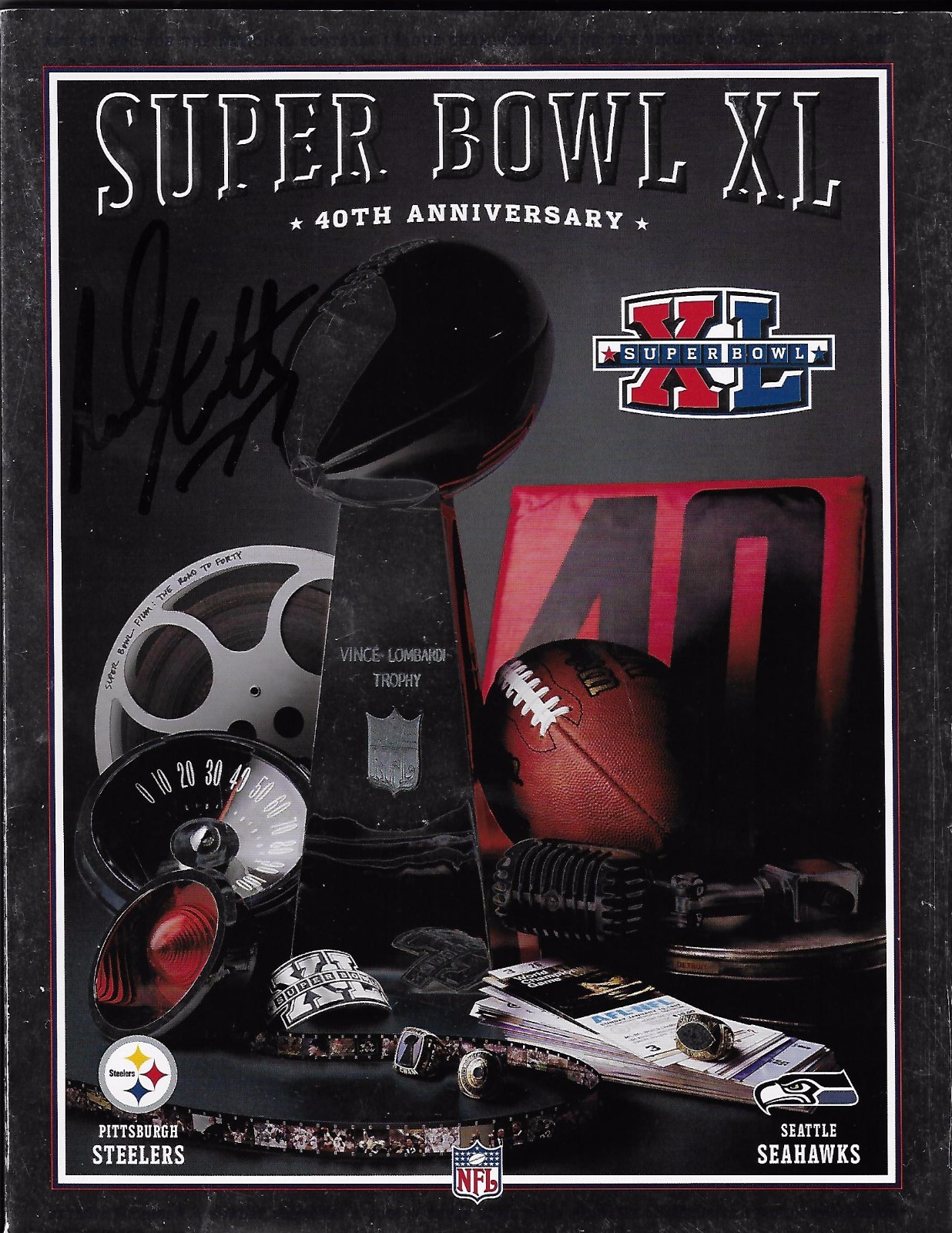 SUPER BOWL XL OFFICIAL GAME PROGRAM  2/5/2006  AUTOGRAPHED MARVEL SMITH