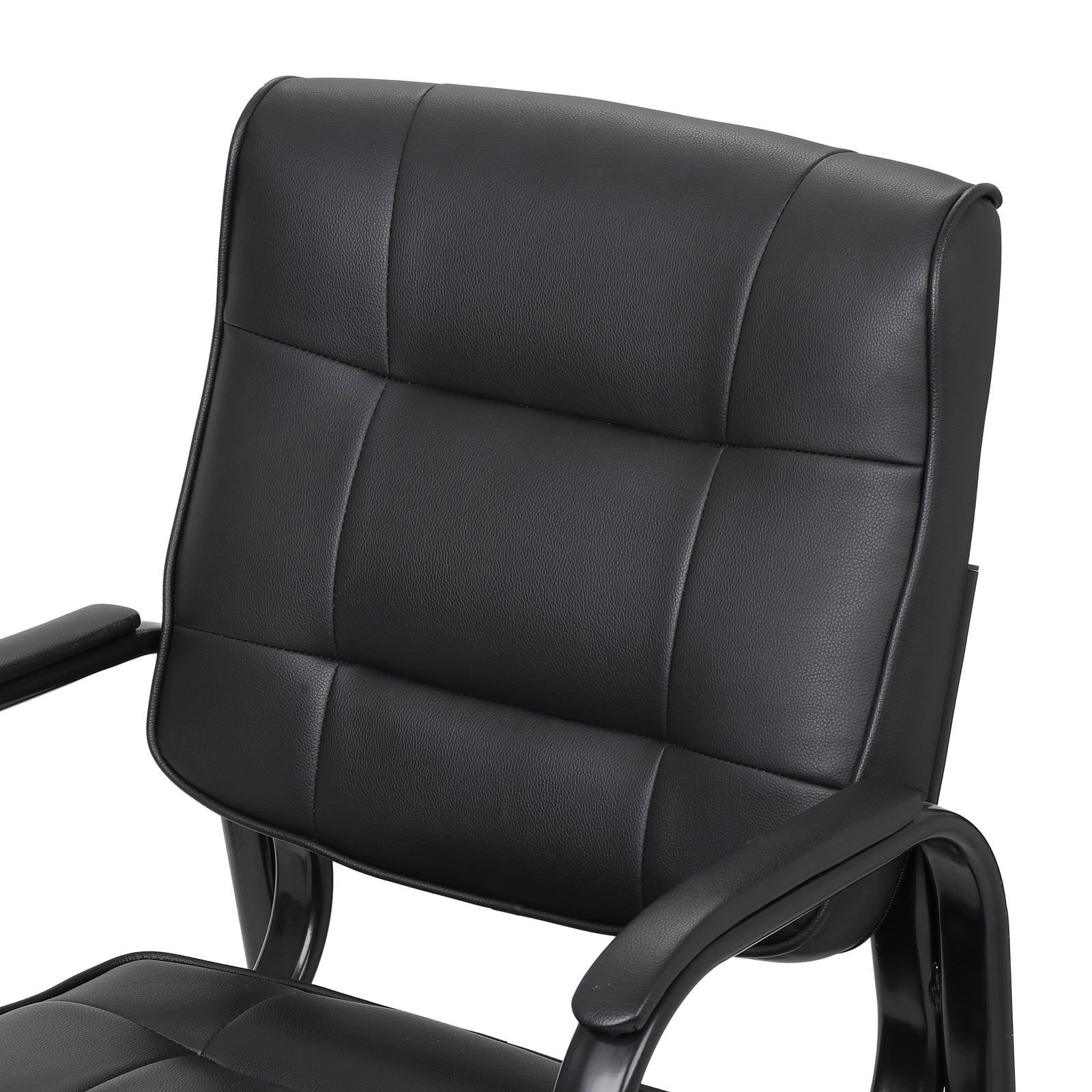 Office Guest Chair Leather Executive Reception Wating Room Chair W/ Metal Frame