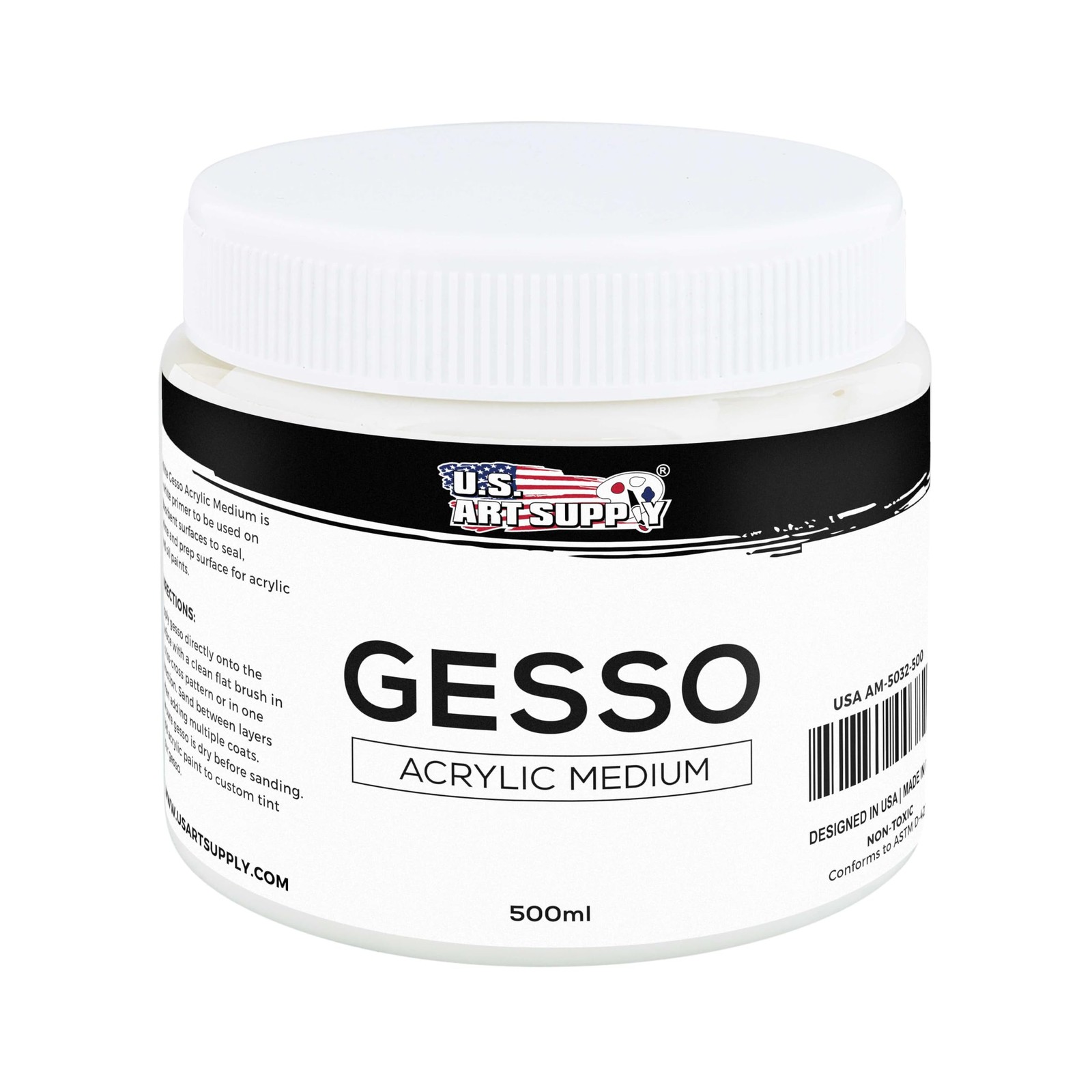 U.S. Art Supply White Gesso Primer - 16.9oz 16.9 Fl Oz (Pack of 1),
