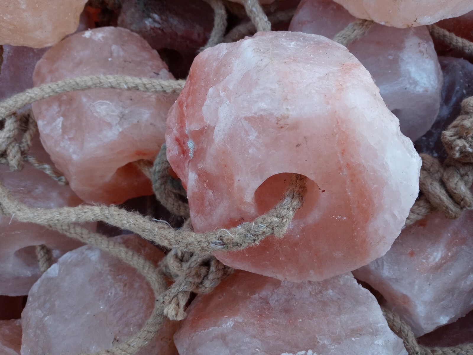 Pink Himalayan Salt Lick Rock on rope 4-5lbs; qty of 4; USA Dealer