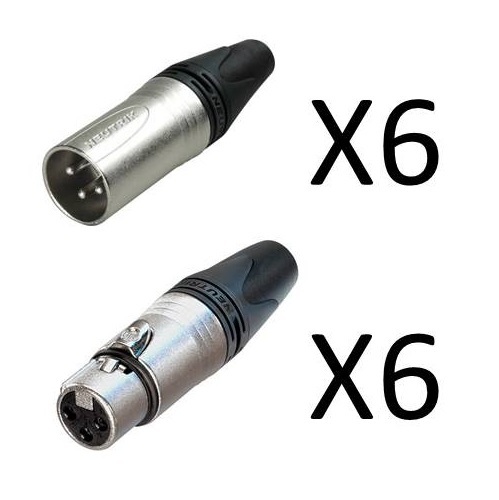 Lot of 12 (6 each) New Neutrik NC3FXX Female XLR & NC3MXX Male XLR Connectors