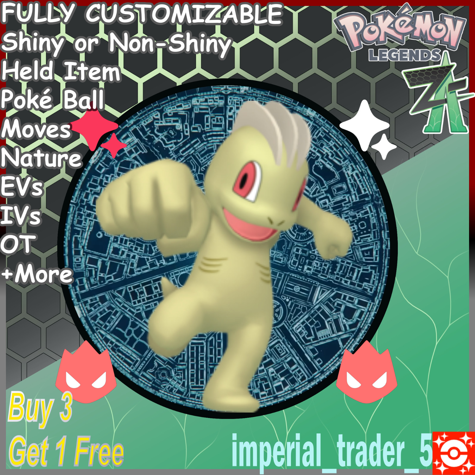 Pokémon Legends Z-A ✨ Alpha Shiny Machop ✨ Best 6IV Customizable