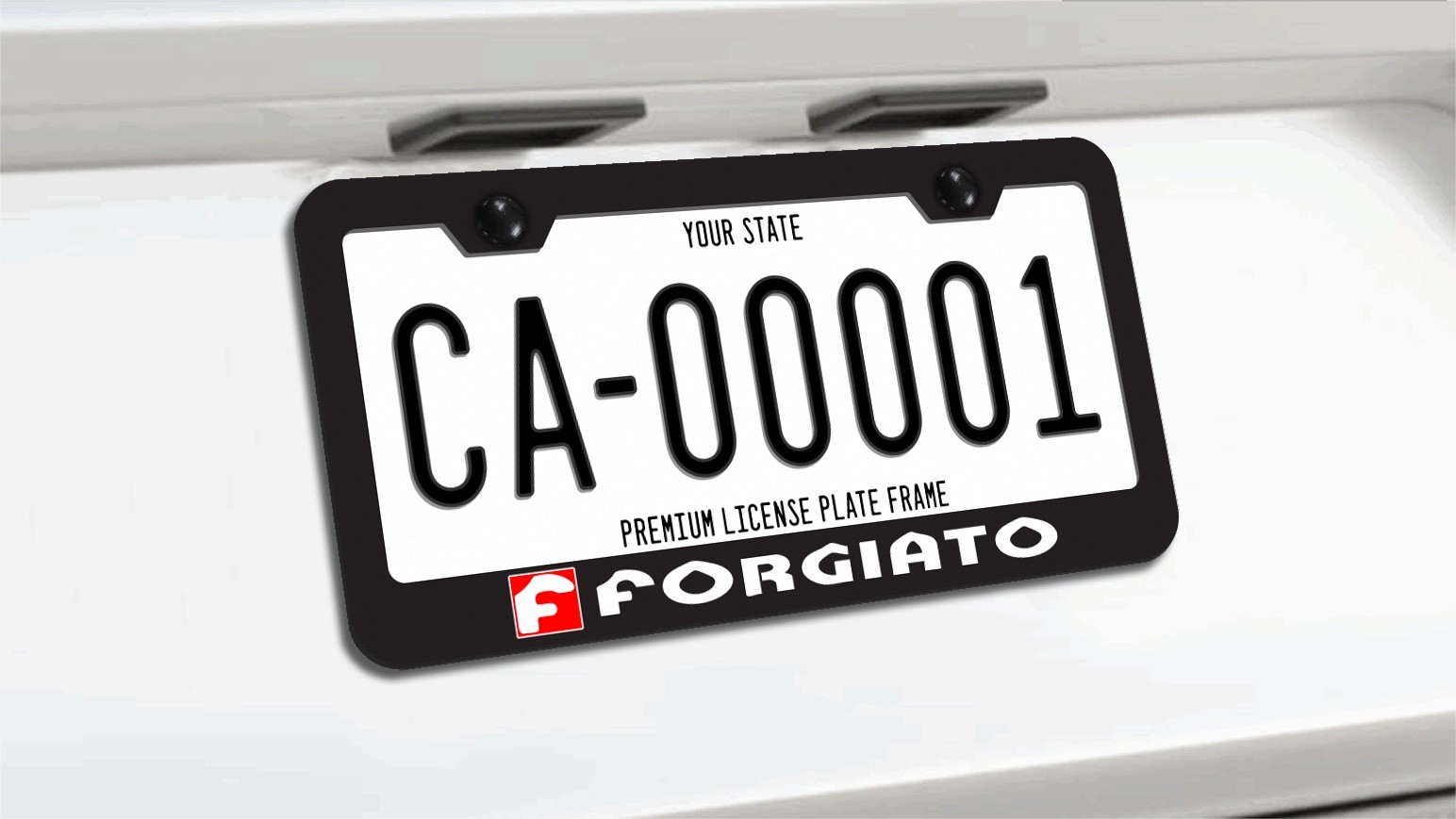 FORGIATO RED EDITION Wheels License Plate Frame Black Metal | Race Rims Gift USA