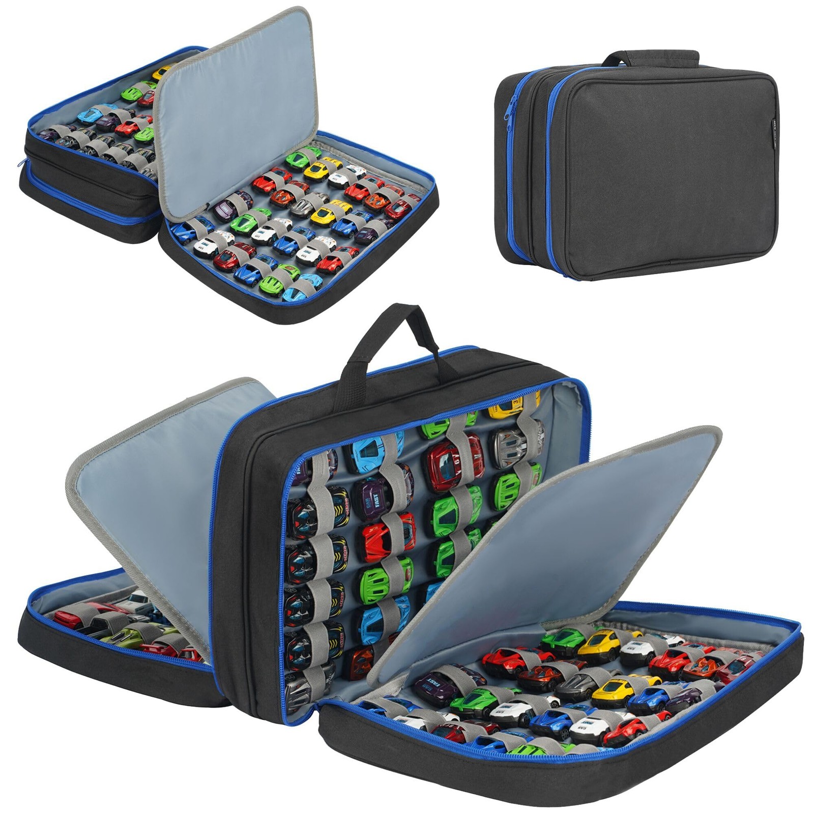 KISLANE 96 Toy Cars Storage Case 13.38 x 11.22 x 4.92 inches, Black