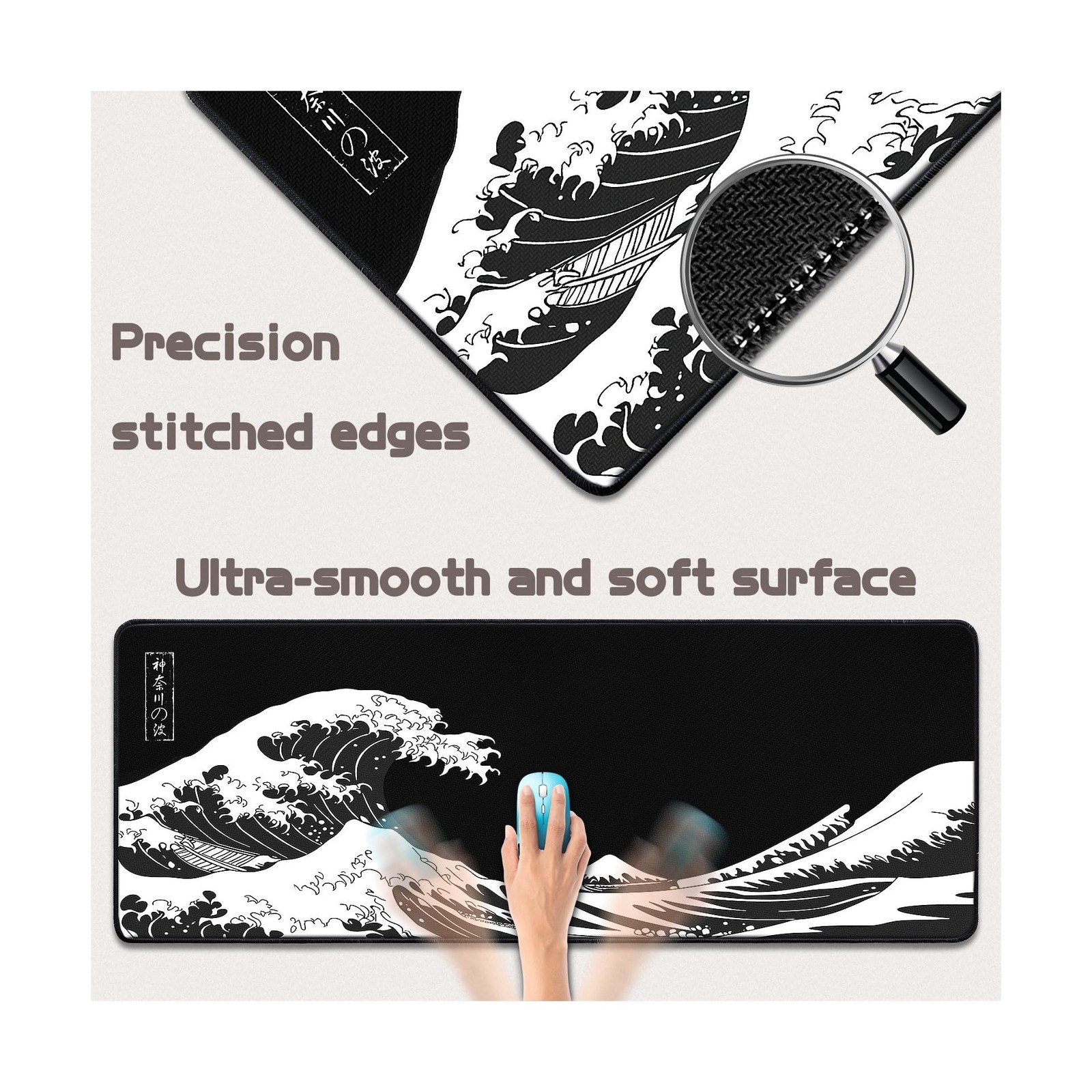 Mouse Pad Gaming - Desk Mat for Keyboard and Mouse - Kanagawa Large Mouse Pad...